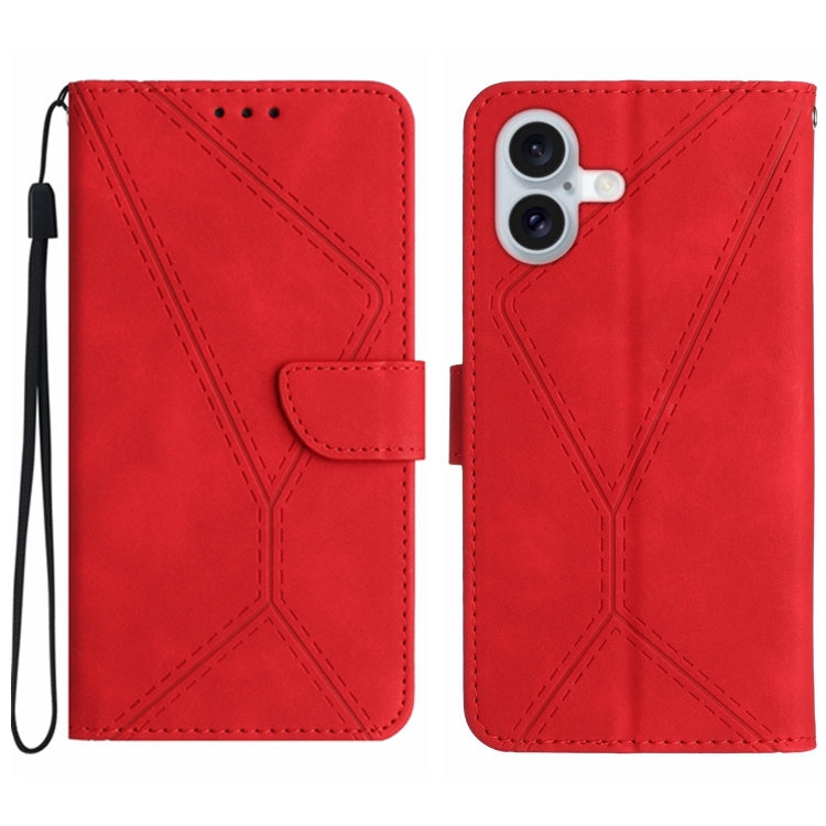 Custodia per telefono in pelle goffrata con cuciture, For iPhone 16, For iPhone 15 Pro Max, For iPhone 15 Pro, For iPhone 15 Plus