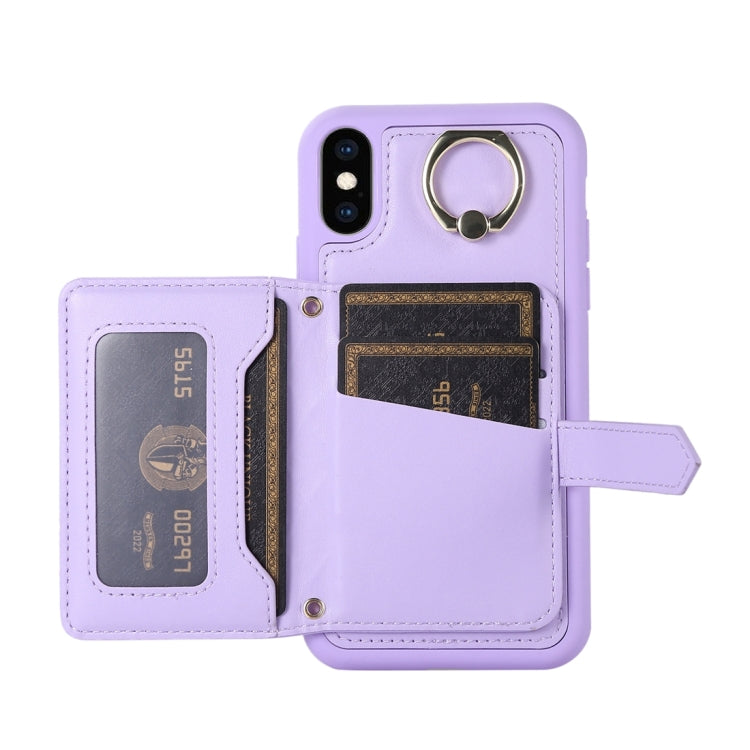 Custodia per telefono con porta carte orizzontale con porta carte con doppio cordino, For iPhone XS Max