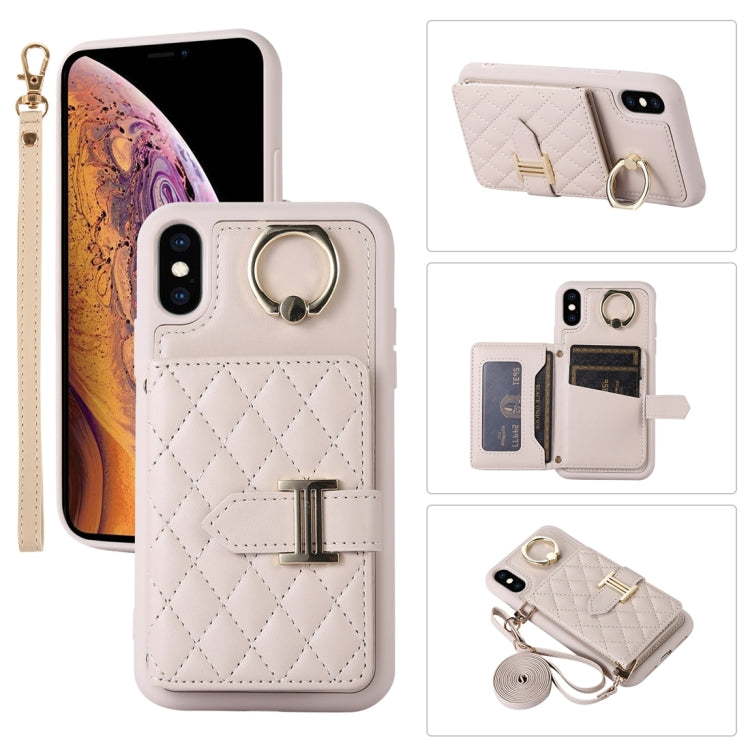 Custodia per telefono con porta carte orizzontale con porta carte con doppio cordino, For iPhone XS Max