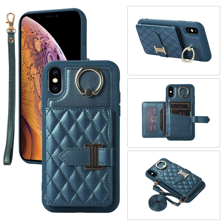 Custodia per telefono con porta carte orizzontale con porta carte con doppio cordino, For iPhone XS Max