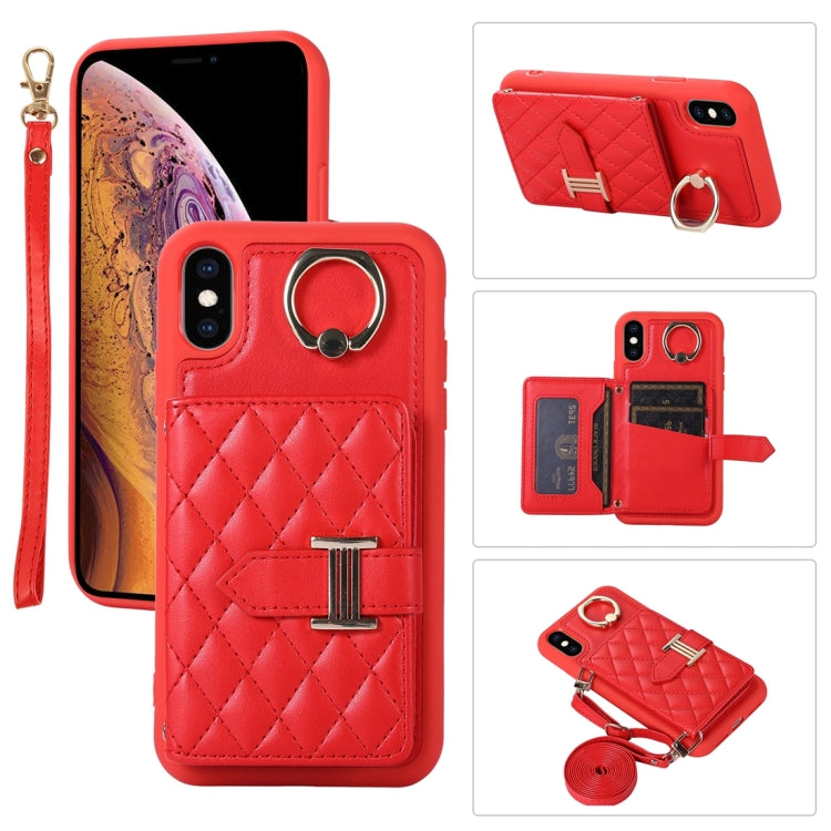 Custodia per telefono con porta carte orizzontale con porta carte con doppio cordino, For iPhone XS Max