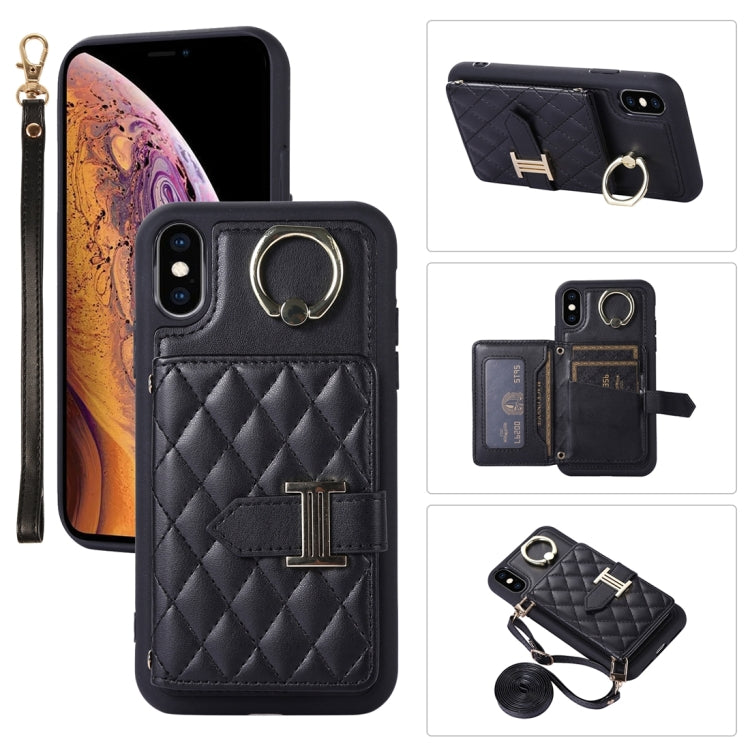 Custodia per telefono con porta carte orizzontale con porta carte con doppio cordino, For iPhone XS Max