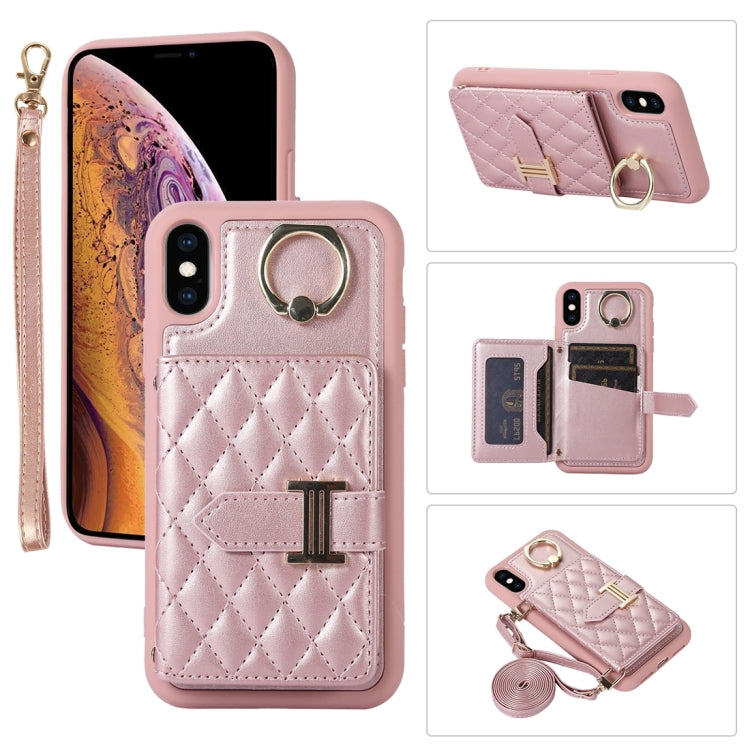 Custodia per telefono con porta carte orizzontale con porta carte con doppio cordino, For iPhone XS Max