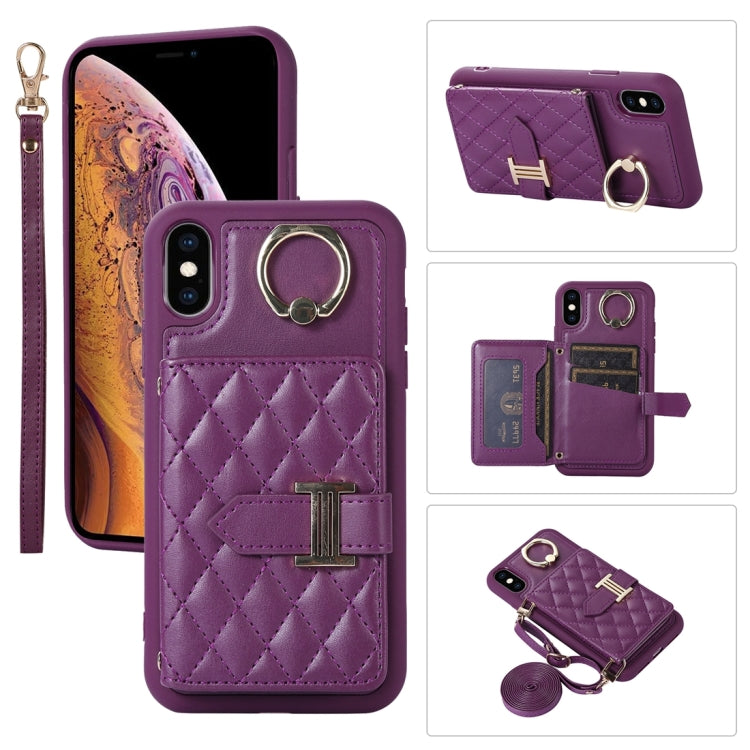 Custodia per telefono con porta carte orizzontale con porta carte con doppio cordino, For iPhone XS Max