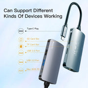 Yesido HB15 6 in 1 Porte USB-C / Type-C Adattatore HUB docking station multifunzionale, HB15