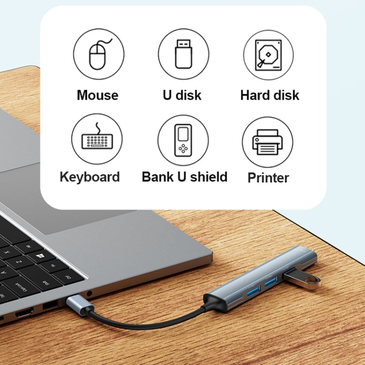 Yesido HB17 Adattatore HUB per docking station multifunzione USB-C / Type-C 4 in 1, HB17