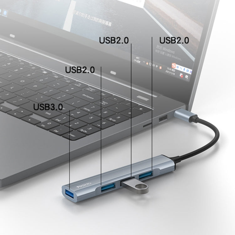 Yesido HB17 Adattatore HUB per docking station multifunzione USB-C / Type-C 4 in 1, HB17