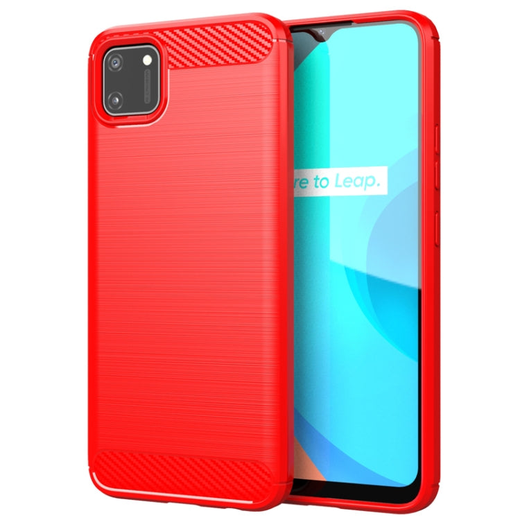 Custodia per telefono TPU in fibra di carbonio con trama spazzolata, For Realme C17, For Realme 7i, For Realme 7, For Realme 7 Pro, For Realme Narzo, For Realme C11, For Realme 6S, For Realme 6