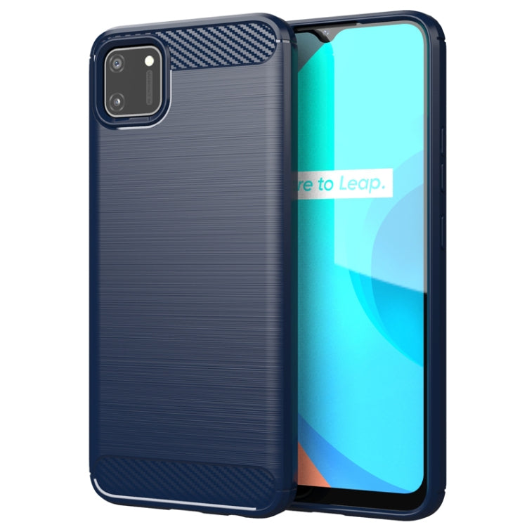 Custodia per telefono TPU in fibra di carbonio con trama spazzolata, For Realme C17, For Realme 7i, For Realme 7, For Realme 7 Pro, For Realme Narzo, For Realme C11, For Realme 6S, For Realme 6