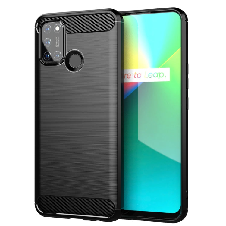 Custodia per telefono TPU in fibra di carbonio con trama spazzolata, For Realme C17, For Realme 7i, For Realme 7, For Realme 7 Pro, For Realme Narzo, For Realme C11, For Realme 6S, For Realme 6