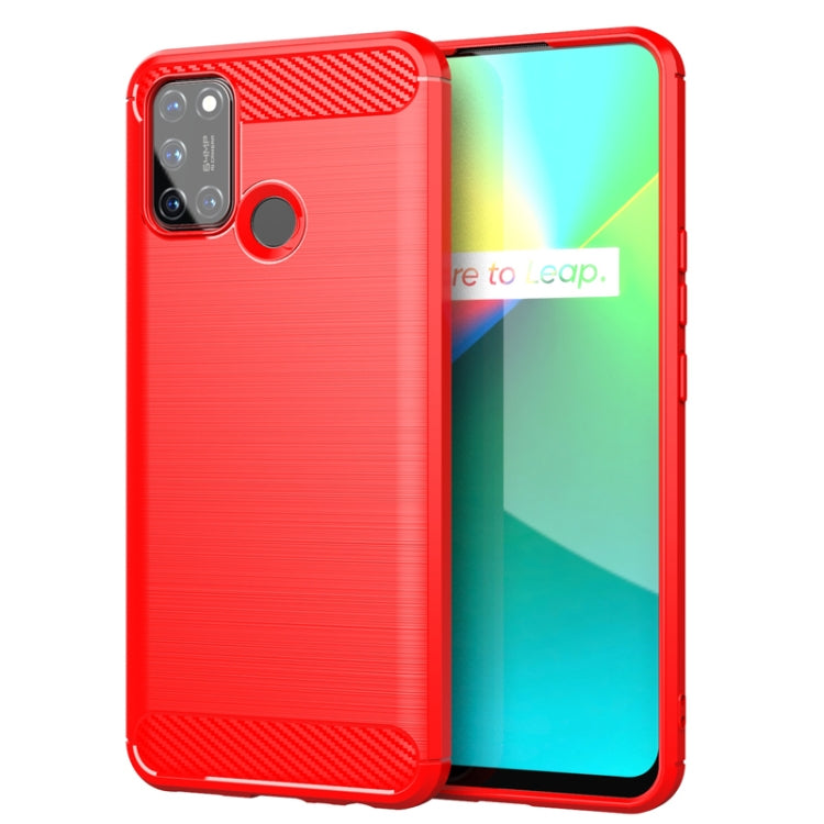 Custodia per telefono TPU in fibra di carbonio con trama spazzolata, For Realme C17, For Realme 7i, For Realme 7, For Realme 7 Pro, For Realme Narzo, For Realme C11, For Realme 6S, For Realme 6