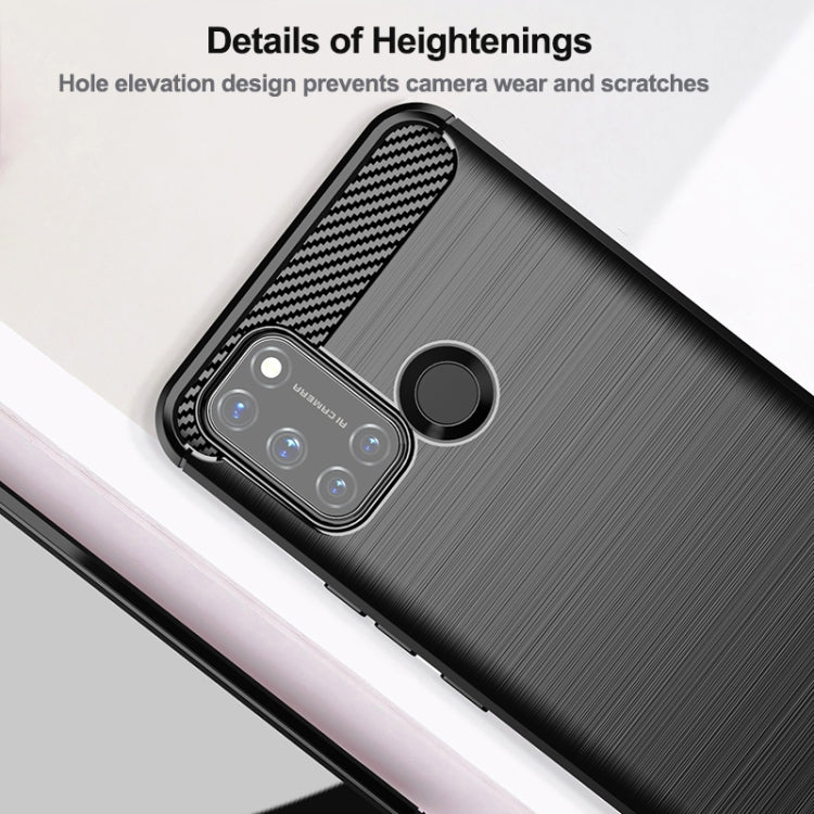 Custodia per telefono TPU in fibra di carbonio con trama spazzolata, For Realme C17, For Realme 7i, For Realme 7, For Realme 7 Pro, For Realme Narzo, For Realme C11, For Realme 6S, For Realme 6