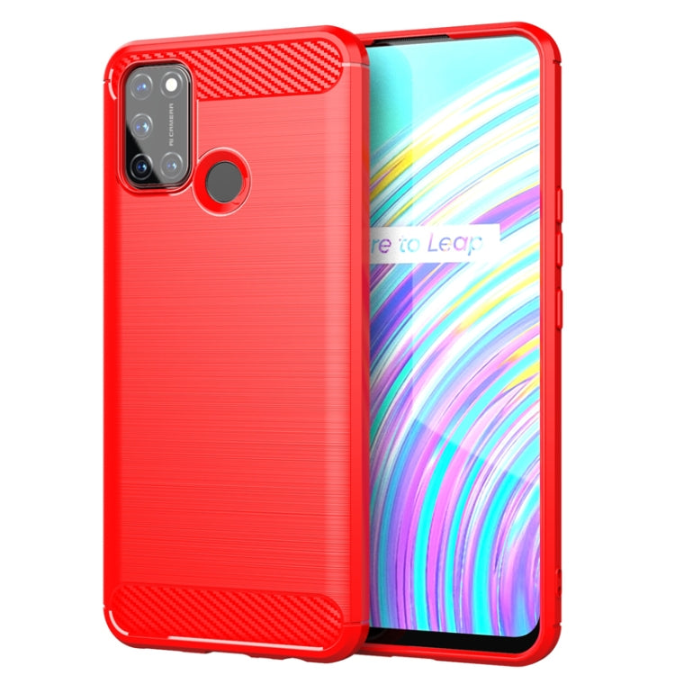 Custodia per telefono TPU in fibra di carbonio con trama spazzolata, For Realme C17, For Realme 7i, For Realme 7, For Realme 7 Pro, For Realme Narzo, For Realme C11, For Realme 6S, For Realme 6