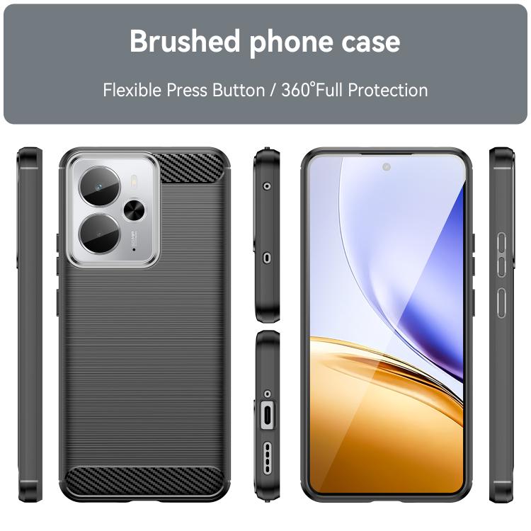 Custodia per telefono TPU in fibra di carbonio con trama spazzolata, For Realme 14T 5G, For Realme 14 5G, For Realme P3 5G, For Realme Neo7x 5G, For Realme P3 Pro, For Realme 14 Pro+, For Realme GT7 Pro Racing, For Realme 12 5G