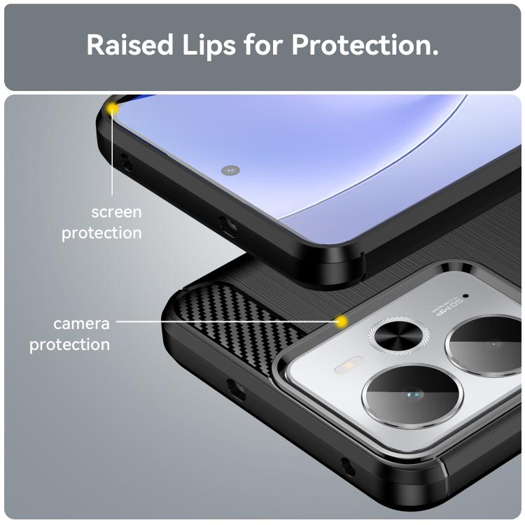 Custodia per telefono TPU in fibra di carbonio con trama spazzolata, For Realme 14T 5G, For Realme 14 5G, For Realme P3 5G, For Realme Neo7x 5G, For Realme P3 Pro, For Realme 14 Pro+, For Realme GT7 Pro Racing, For Realme 12 5G