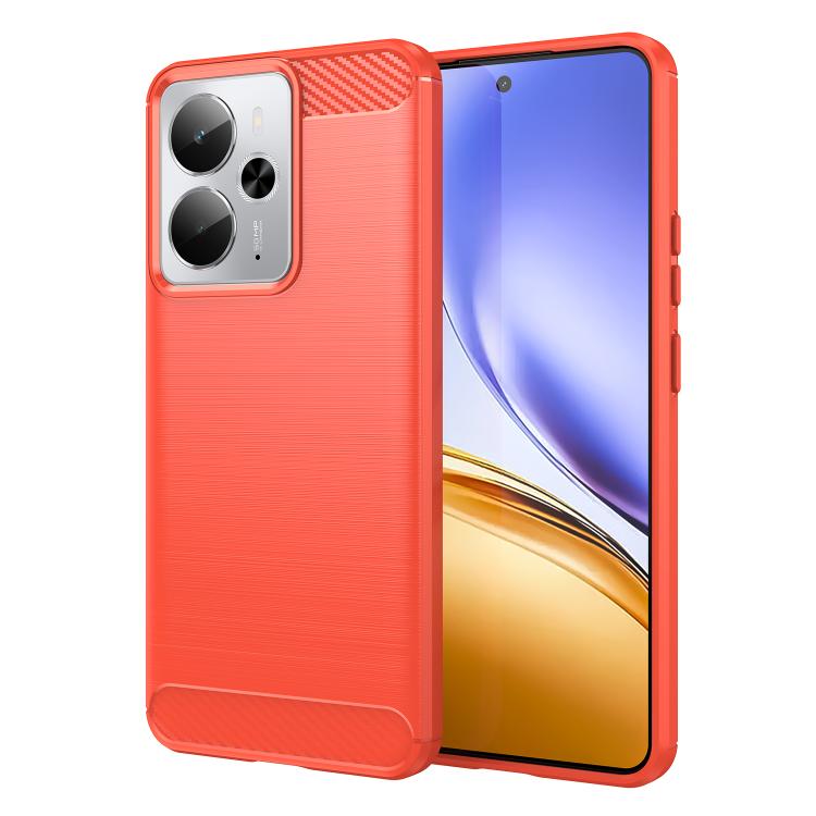 Custodia per telefono TPU in fibra di carbonio con trama spazzolata, For Realme 14T 5G, For Realme 14 5G, For Realme P3 5G, For Realme Neo7x 5G, For Realme P3 Pro, For Realme 14 Pro+, For Realme GT7 Pro Racing, For Realme 12 5G