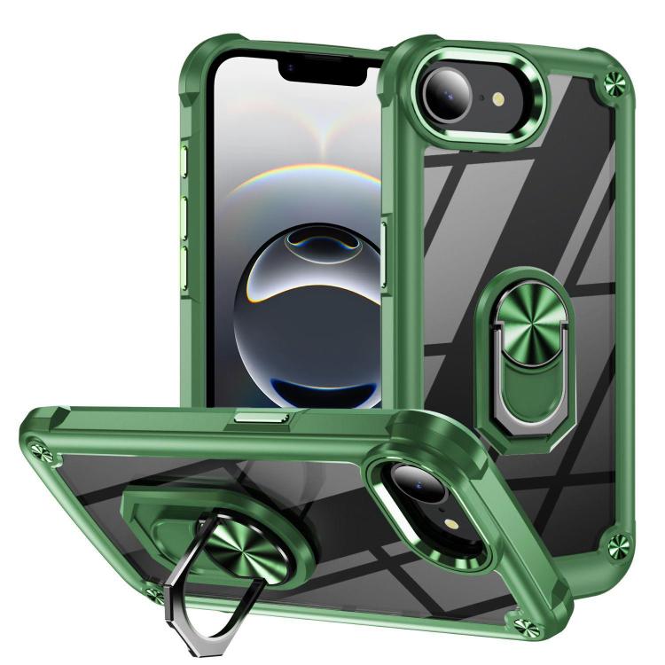 Custodia TPU e PC con supporto anello per iPhone 16