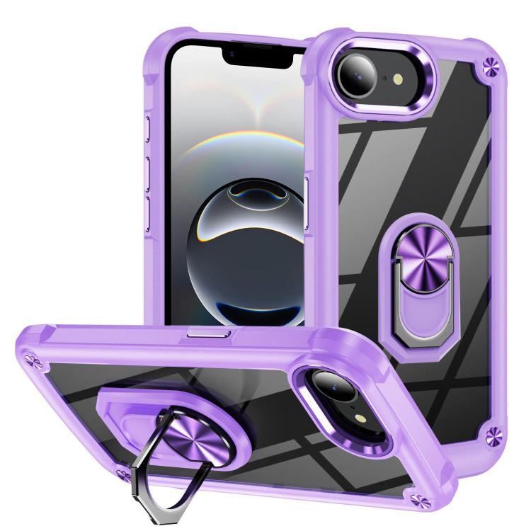 Custodia TPU e PC con supporto anello per iPhone 16