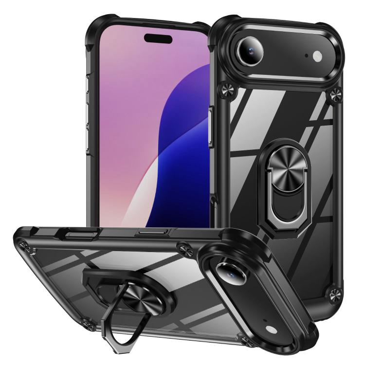 Custodia TPU e PC con supporto anello per iPhone 16