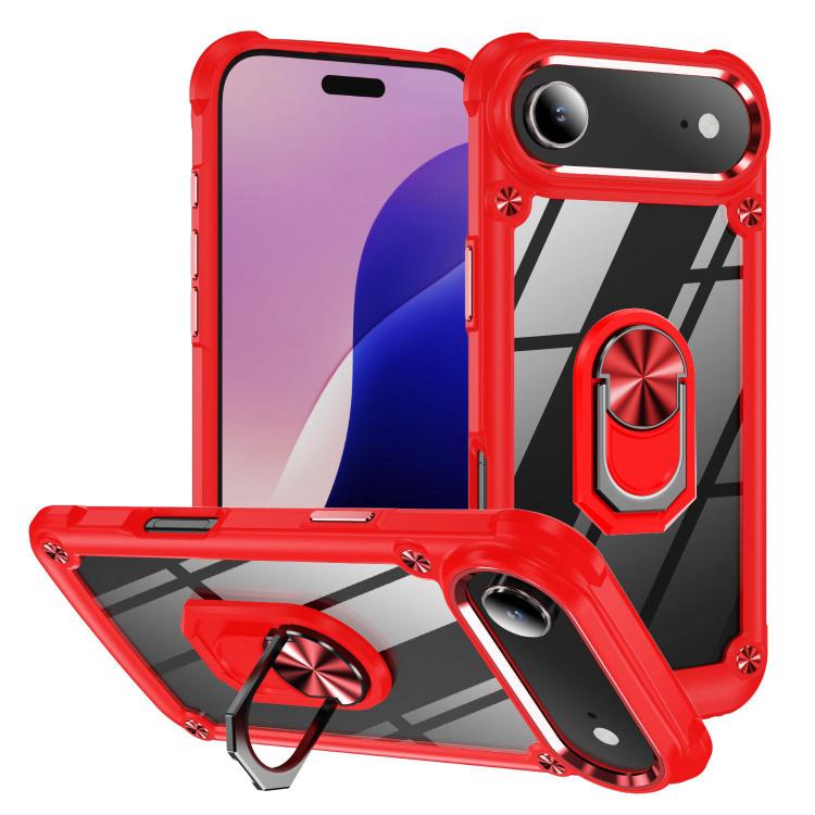 Custodia TPU e PC con supporto anello per iPhone 16