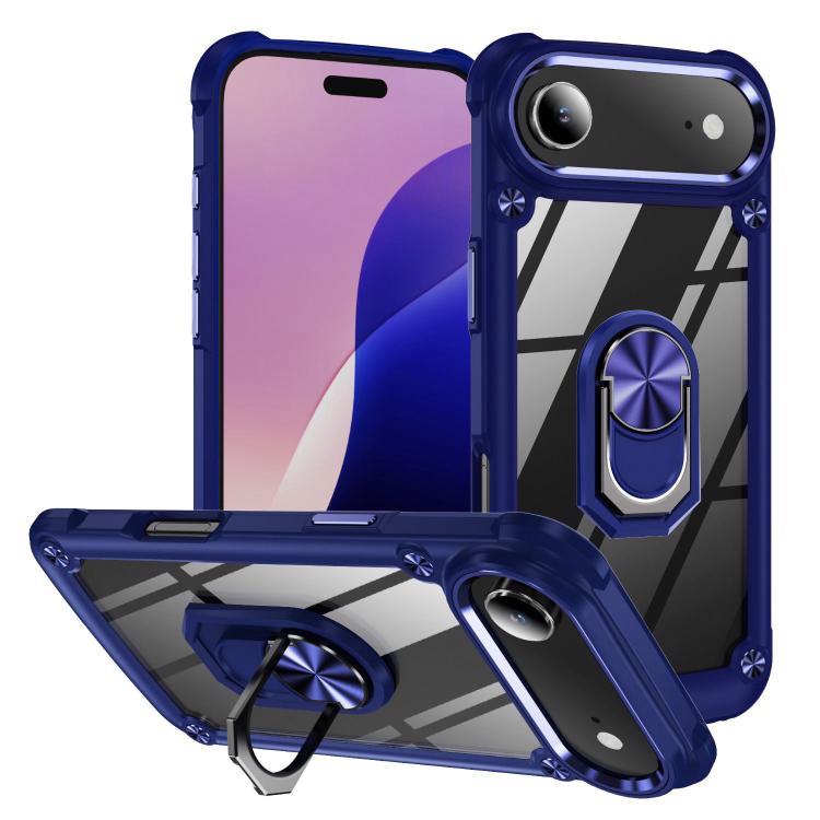 Custodia TPU e PC con supporto anello per iPhone 16