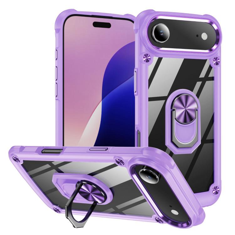 Custodia TPU e PC con supporto anello per iPhone 16