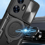 Custodia per telefono con supporto magnetico per camshield scorrevole con texture CD, For Realme C55 4G, For Realme GT3 5G, For Realme 10 Pro+ 5G, For Realme C35