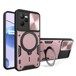 Custodia per telefono con supporto magnetico per camshield scorrevole con texture CD, For Realme C55 4G, For Realme GT3 5G, For Realme 10 Pro+ 5G, For Realme C35