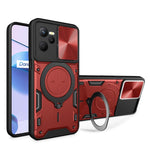 Custodia per telefono con supporto magnetico per camshield scorrevole con texture CD, For Realme C55 4G, For Realme GT3 5G, For Realme 10 Pro+ 5G, For Realme C35