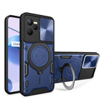 Custodia per telefono con supporto magnetico per camshield scorrevole con texture CD, For Realme C55 4G, For Realme GT3 5G, For Realme 10 Pro+ 5G, For Realme C35