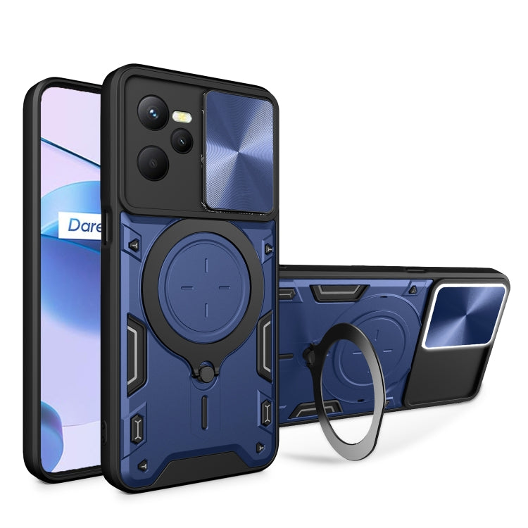 Custodia per telefono con supporto magnetico per camshield scorrevole con texture CD, For Realme C55 4G, For Realme GT3 5G, For Realme 10 Pro+ 5G, For Realme C35