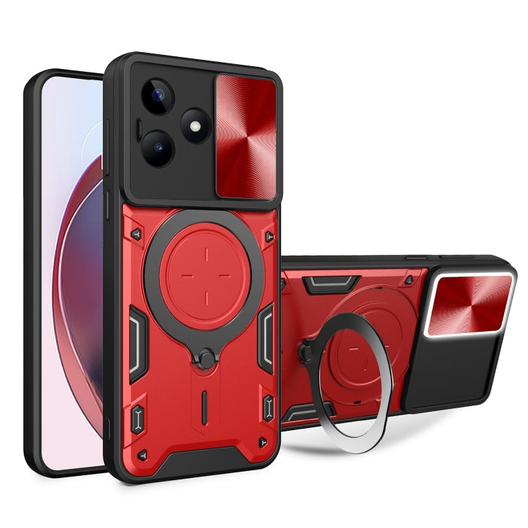 Custodia per telefono con supporto magnetico per camshield scorrevole con texture CD, For Realme 11 4G Global, For Realme 11 5G Global / 11x 5G, For Realme C53 4G / Narzo N53, For Realme C65 4G
