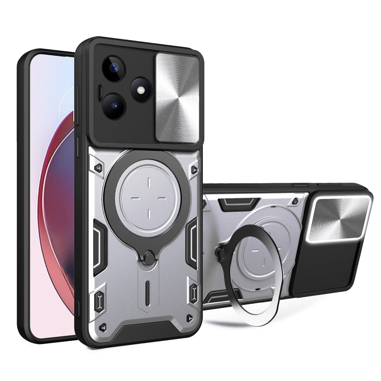 Custodia per telefono con supporto magnetico per camshield scorrevole con texture CD, For Realme 11 4G Global, For Realme 11 5G Global / 11x 5G, For Realme C53 4G / Narzo N53, For Realme C65 4G