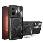 Custodia per telefono con supporto magnetico per camshield scorrevole con texture CD, For Realme C55 4G, For Realme GT3 5G, For Realme 10 Pro+ 5G, For Realme C35