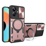 Custodia per telefono con supporto magnetico per camshield scorrevole con texture CD, For Realme C55 4G, For Realme GT3 5G, For Realme 10 Pro+ 5G, For Realme C35