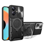 Custodia per telefono con supporto magnetico per camshield scorrevole con texture CD, For Realme C55 4G, For Realme GT3 5G, For Realme 10 Pro+ 5G, For Realme C35