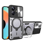 Custodia per telefono con supporto magnetico per camshield scorrevole con texture CD, For Realme C55 4G, For Realme GT3 5G, For Realme 10 Pro+ 5G, For Realme C35