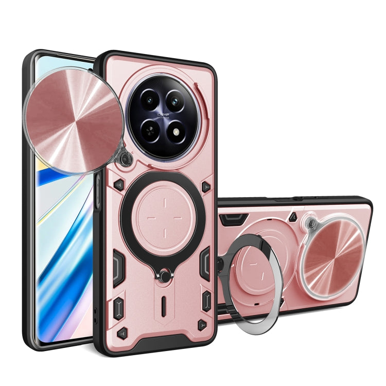 Custodia per telefono con supporto magnetico per camshield scorrevole con texture CD, For Realme C61 / C63, For Realme GT 6T, For Realme 12 5G Global, For Realme 12 Pro / 12 Pro+ / 12+