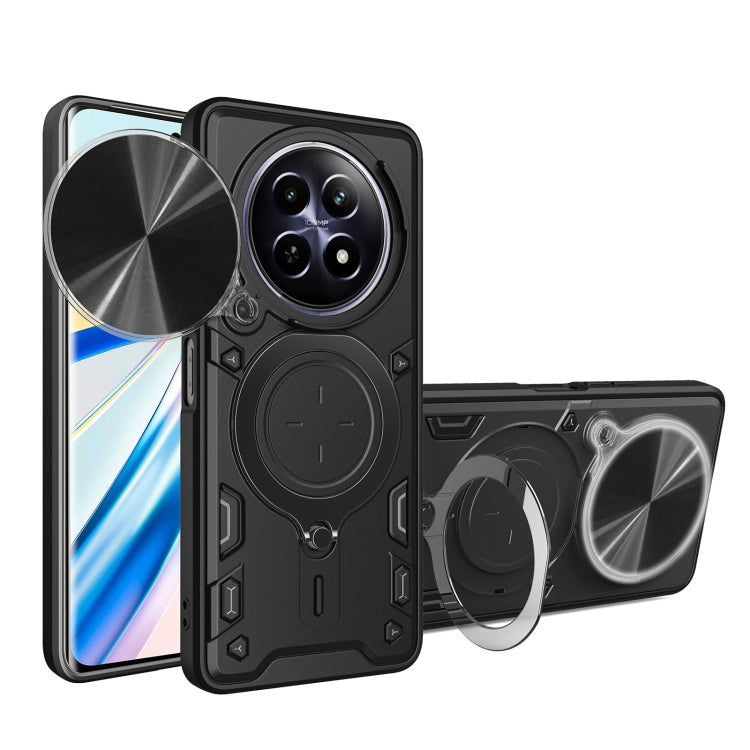 Custodia per telefono con supporto magnetico per camshield scorrevole con texture CD, For Realme C61 / C63, For Realme GT 6T, For Realme 12 5G Global, For Realme 12 Pro / 12 Pro+ / 12+