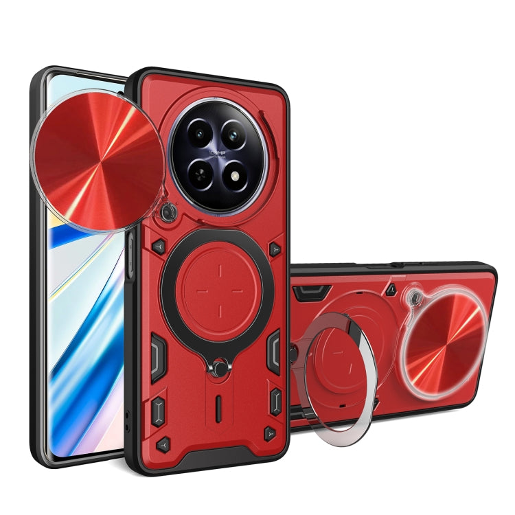 Custodia per telefono con supporto magnetico per camshield scorrevole con texture CD, For Realme C61 / C63, For Realme GT 6T, For Realme 12 5G Global, For Realme 12 Pro / 12 Pro+ / 12+