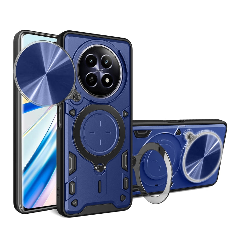 Custodia per telefono con supporto magnetico per camshield scorrevole con texture CD, For Realme C61 / C63, For Realme GT 6T, For Realme 12 5G Global, For Realme 12 Pro / 12 Pro+ / 12+