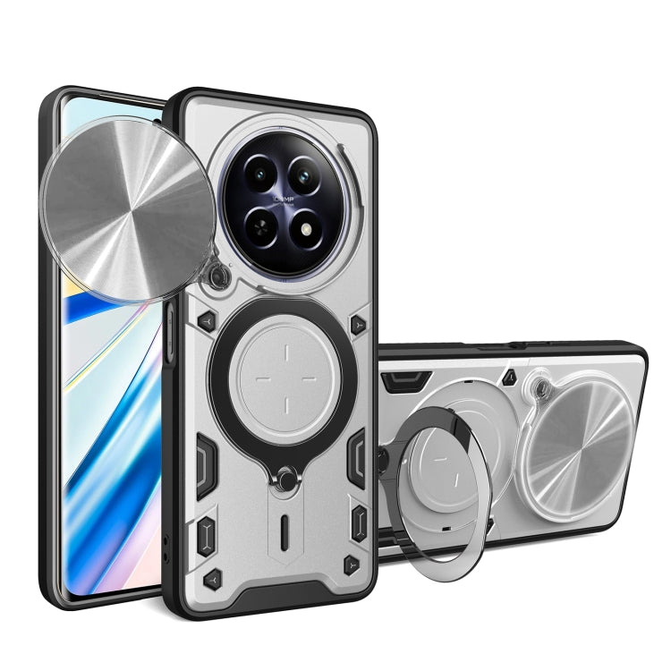 Custodia per telefono con supporto magnetico per camshield scorrevole con texture CD, For Realme C61 / C63, For Realme GT 6T, For Realme 12 5G Global, For Realme 12 Pro / 12 Pro+ / 12+
