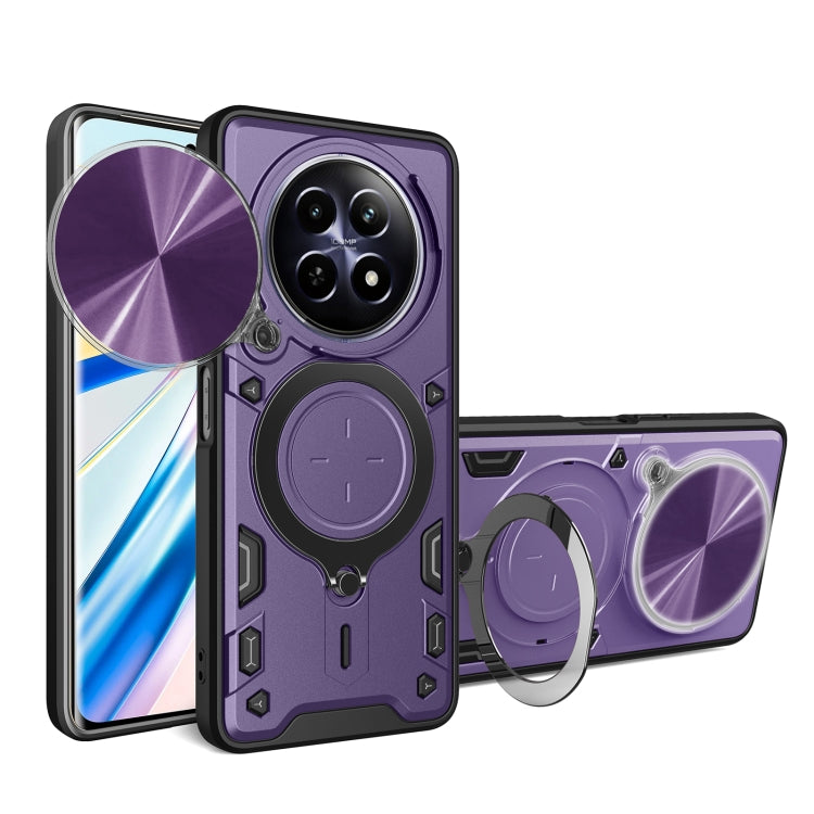 Custodia per telefono con supporto magnetico per camshield scorrevole con texture CD, For Realme C61 / C63, For Realme GT 6T, For Realme 12 5G Global, For Realme 12 Pro / 12 Pro+ / 12+