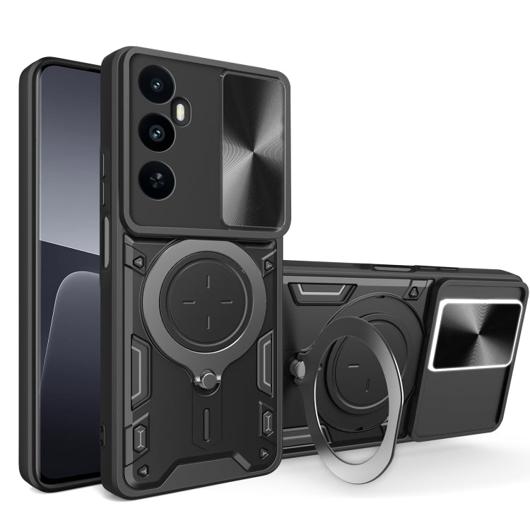 Custodia per telefono con supporto magnetico per camshield scorrevole con texture CD, For Realme 11 4G Global, For Realme 11 5G Global / 11x 5G, For Realme C53 4G / Narzo N53, For Realme C65 4G