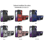 Custodia per telefono con supporto magnetico per camshield scorrevole con texture CD, For Realme C21 / C20 / C11 2021