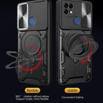 Custodia per telefono con supporto magnetico per camshield scorrevole con texture CD, For Realme C21 / C20 / C11 2021