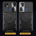Custodia per telefono con supporto magnetico per camshield scorrevole con texture CD, For Realme C21 / C20 / C11 2021