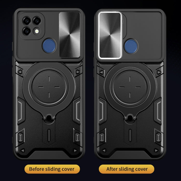 Custodia per telefono con supporto magnetico per camshield scorrevole con texture CD, For Realme C21 / C20 / C11 2021