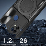 Custodia per telefono con supporto magnetico per camshield scorrevole con texture CD, For Realme C21 / C20 / C11 2021