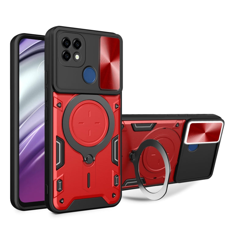 Custodia per telefono con supporto magnetico per camshield scorrevole con texture CD, For Realme C21 / C20 / C11 2021